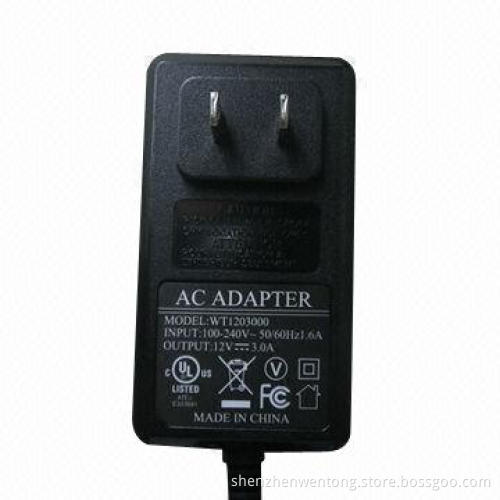12V/3A Power Supply with US Plug, Wall-mount Type